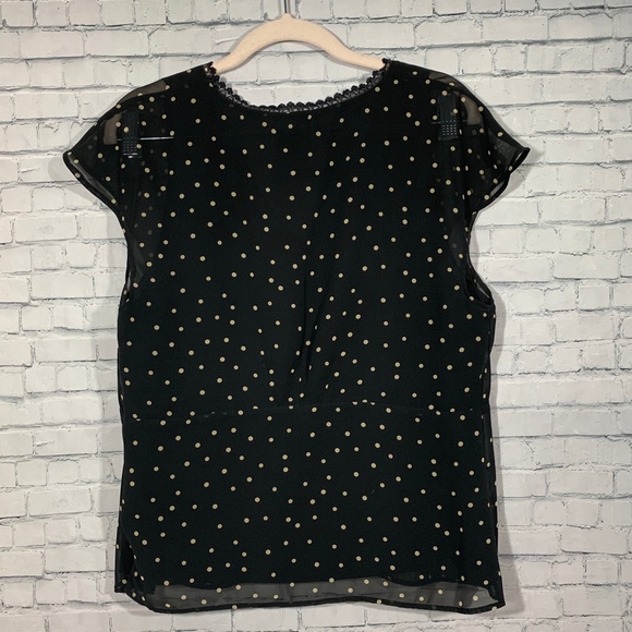 Apostrophé Black/Cream Polka Dot SS Top Size 12 - Picture 5 of 6